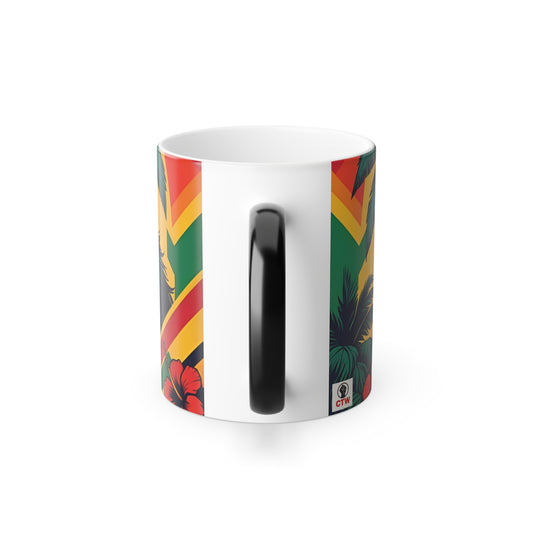 Vibrant Color Morphing Mug, Jamaica Reggae Inspired Coffee Cup, Unique Gift for Coffee Lovers, Music Enthusiasts, Rasta Design