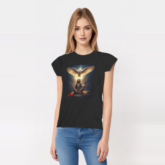 Angel Wings Women's Softstyle Tee - Spiritual Art T-Shirt, Meditative Shirt, Bohemian Style Top, Gift for Her, Inspiring Graphic Tee